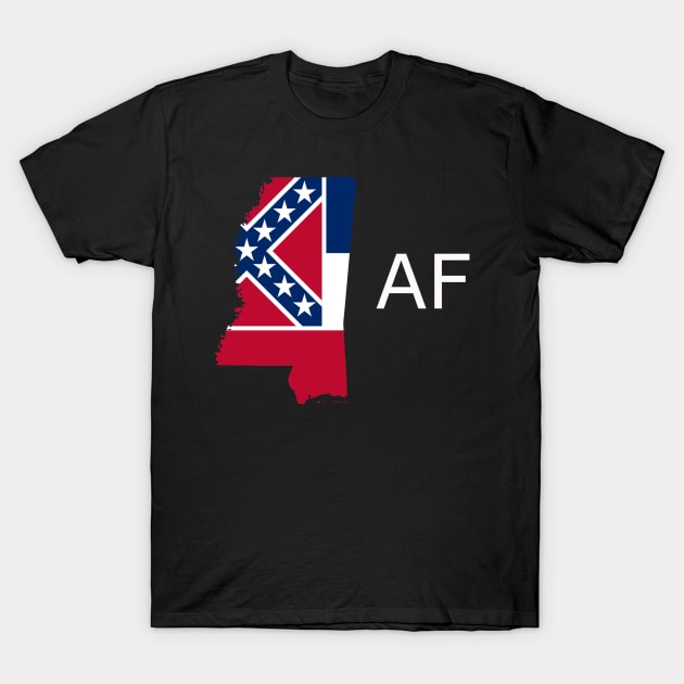 Mississippi Flag State Outline AF (white) T-Shirt by Big Term Designs